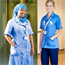 Staff nurses are qualified nurses who provide patient care on wards and in outpatient departments. They wear light blue uniforms.
