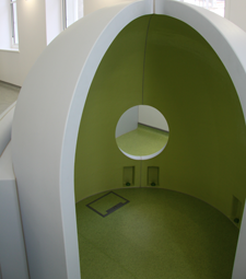 A 'cocoon' pod at the Newcomen Centre