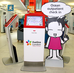 A self check in kiosk at Evelina London